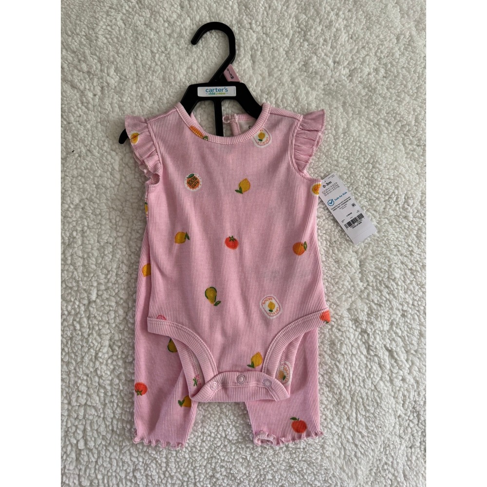 Carter's Bodysuit and Pants Set Baby 0-3M Pink Fruit NWT